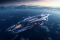 Admire the futuristic elegance of a space cruise