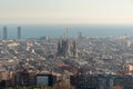 Admire the stunning aerial view of Barcelona\'s skyline from above