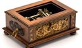 Admire timeless beauty of an antique music box with intricate mechanical workings. Creating using generative AI tools Royalty Free Stock Photo