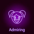 admiring girl face icon in neon style. Element of emotions for mobile concept and web apps illustration. Signs and symbols can be