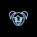 admiring girl face icon in neon style. One of emotions collection icon can be used for UI, UX