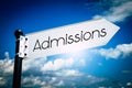 Admissions - signpost with one arrow