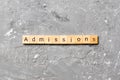 Admissions word written on wood block. admissions text on table, concept Royalty Free Stock Photo