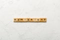 admissions word written on wood block. admissions text on table, concept Royalty Free Stock Photo