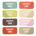 Admit One Tickets Retro Vector Set Royalty Free Stock Photo