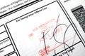Admitted stamp of USA I-20 immigration form for students with visa Royalty Free Stock Photo