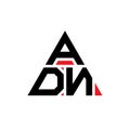 ADN triangle letter logo design with triangle shape. ADN triangle logo design monogram. ADN triangle vector logo template with red