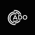 ADO letter logo design on black background. ADO creative initials letter logo concept. ADO letter design Royalty Free Stock Photo