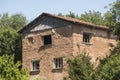 Adobe brick wall of ruined country house Royalty Free Stock Photo