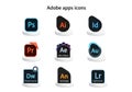 Adobe creative cloud applications icons displayed in a grid layout Royalty Free Stock Photo