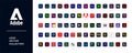 Adobe Creative Cloud procucts icon set vector: adobe, creative cloud, illustrator, photoshop, indesign, after effects. Editorial