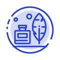 Adobe, Feather, Inkbottle, American Blue Dotted Line Line Icon