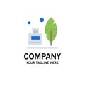 Adobe, Feather, Inkbottle, American Business Logo Template. Flat Color