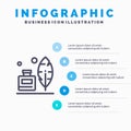 Adobe, Feather, Inkbottle, American Line icon with 5 steps presentation infographics Background Royalty Free Stock Photo