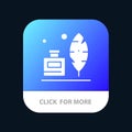 Adobe, Feather, Inkbottle, American Mobile App Button. Android and IOS Glyph Version