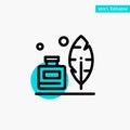 Adobe, Feather, Inkbottle, American turquoise highlight circle point Vector icon