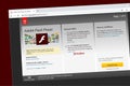 Adobe Flash Player website homepage.