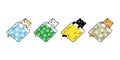 cat vector sleeping kitten calico blanket icon cartoon character pet animal doodle logo illustration symbol Royalty Free Stock Photo