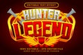 hunter legend text effect and editable text effect with wings illustration Royalty Free Stock Photo