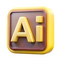 A golden adobe illustrator icon, perfect for representing graphic design or creative software. Royalty Free Stock Photo