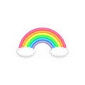 3d cute colorful rainbows with clouds. Childish illustration.