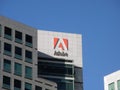 Adobe Logo on side of Building Royalty Free Stock Photo