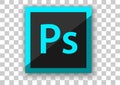 Adobe photoshop icon design with tile button background Royalty Free Stock Photo