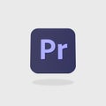 Adobe Premiere Pro App Icon on Flat Gray Background