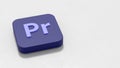 Adobe Premiere Pro App Icon on Gray Background with Copy Space