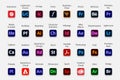 Adobe products icon collection. Set of Adobe logo