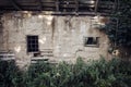 Windows of an abandoned house in Serbian village. Royalty Free Stock Photo
