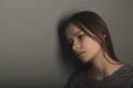 Adolescent anxiety,unhappy sad teenage girl crying, despair, pain and disappointment Royalty Free Stock Photo