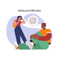 Adolescent difficulties concept. Flat vector illustration