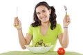 Adolescent eating a salad Royalty Free Stock Photo