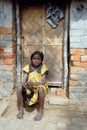 Adolescent girl in brick-field