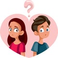 Teenagers Being in Love Having Questions Vector Illustration Royalty Free Stock Photo