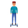 Adolescent on gyroscooter icon, cartoon style