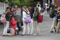 Adolescent pilgrims, with scout uniforms