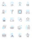 Adolescents linear icons set. Teenagers, Puberty, Horms, Identity, Rebellion, Peer pressure, Independence line vector