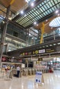 Vertical view, Entrance to Subway and Railway at Adolfo Suarez Airport in Madrid, Spain