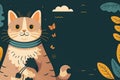 Adopt a cat banner with space to write. Generative AI.