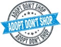 adopt don`t shop blue round grunge ribbon stamp