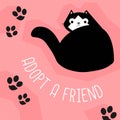 Adopt a friend, cute cat adoption banner vector Royalty Free Stock Photo