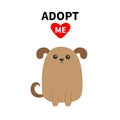 Adopt me. Dont buy. Dog face. Pet adoption. Puppy pooch. Red heart. Flat design style. Help homeless animal concept. Cute cartoon Royalty Free Stock Photo