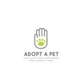 Adopt a Pet Banner, New Owner, Domestic Animal Farm, Hotel, Isolated Minimalistic Object with Human Hand and Animal Paw