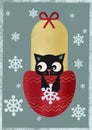 Little black cat in the slipper,a sweet gift for all