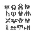 Adoption black icons set