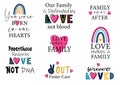 Adoption Children Set with inspiration Quotes. Phrase about Love inside Foster Family. Love not DNA is Defended