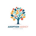 Adoption and community care logo design template. Abstract tree icon vector