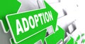 Adoption Word on Green Arrow. Royalty Free Stock Photo